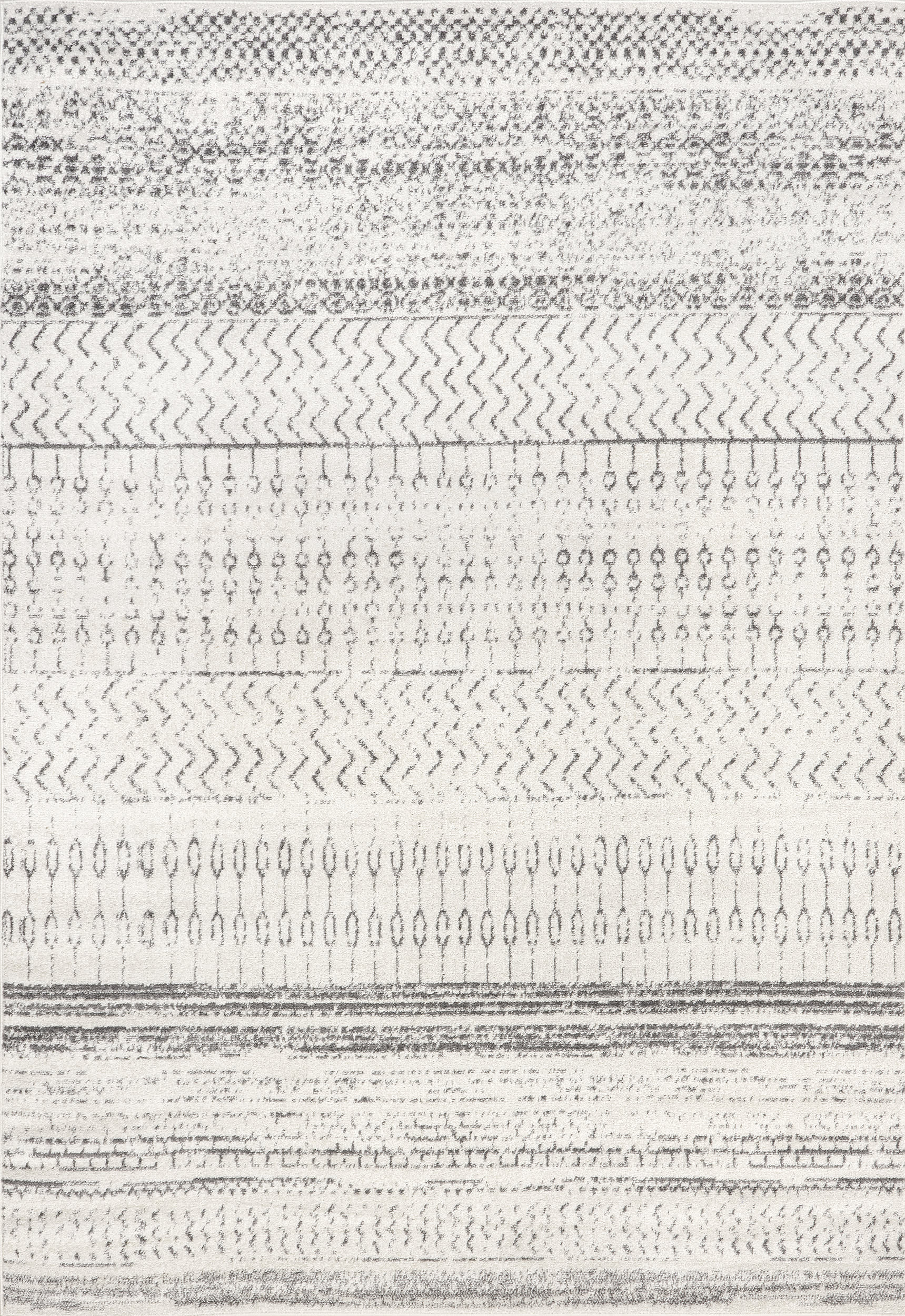 Banded Abacus And Stripes Rug | Grey