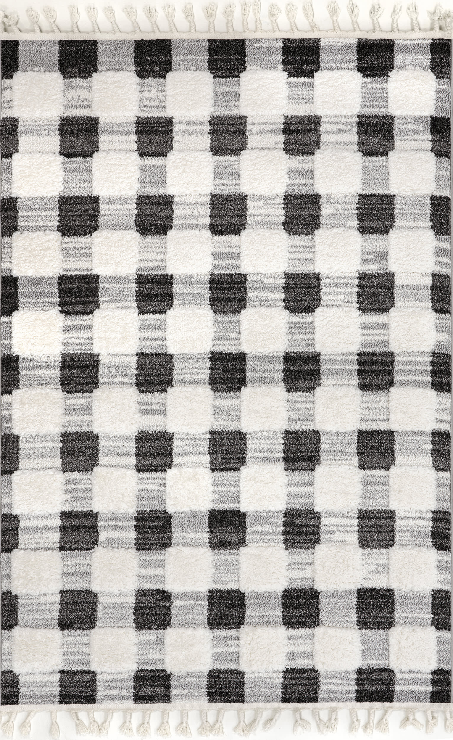 Anahi Lifted Plaid Rug | Grey