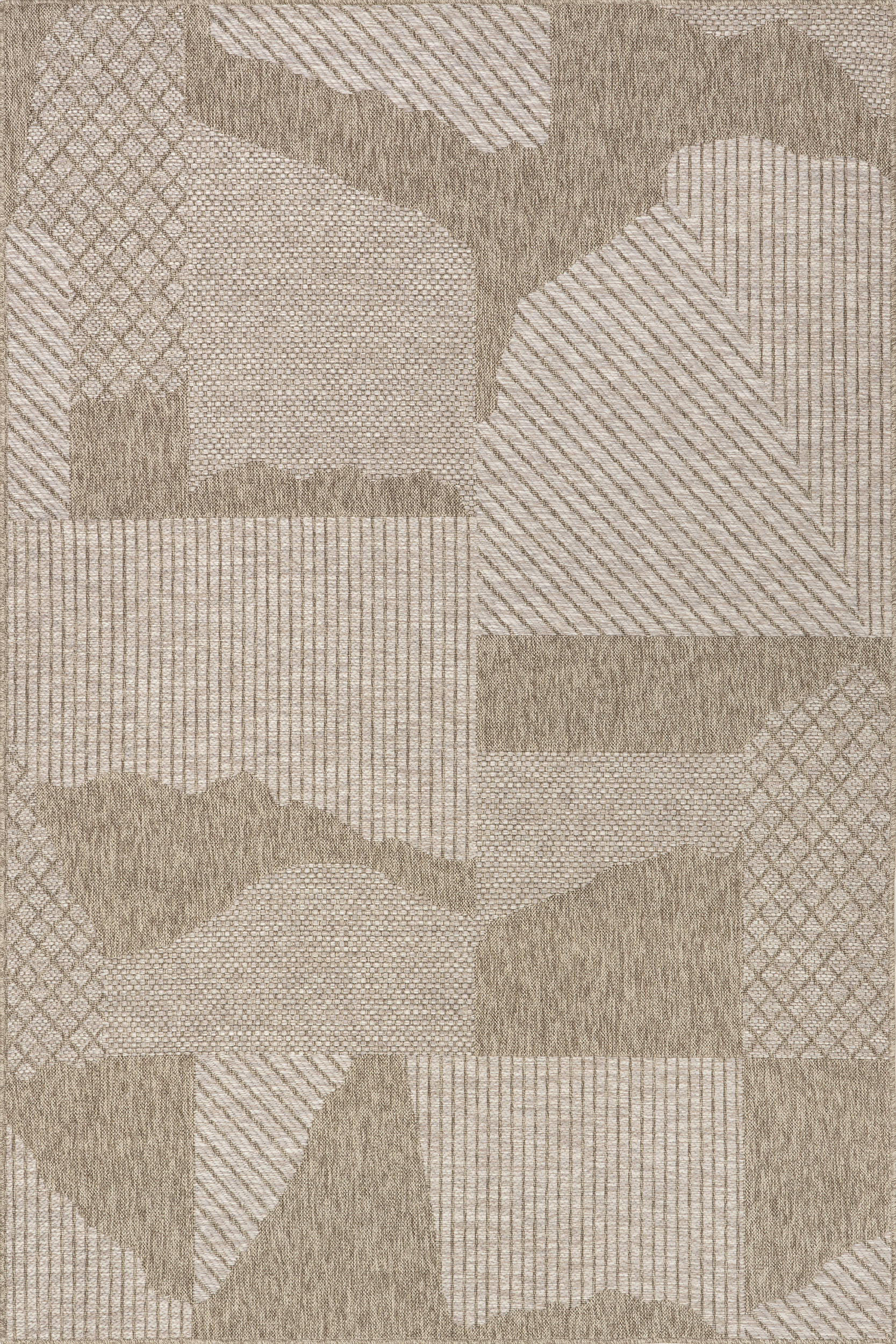 Ansley Abstract Collage Indoor/Outdoor Rug | Tan