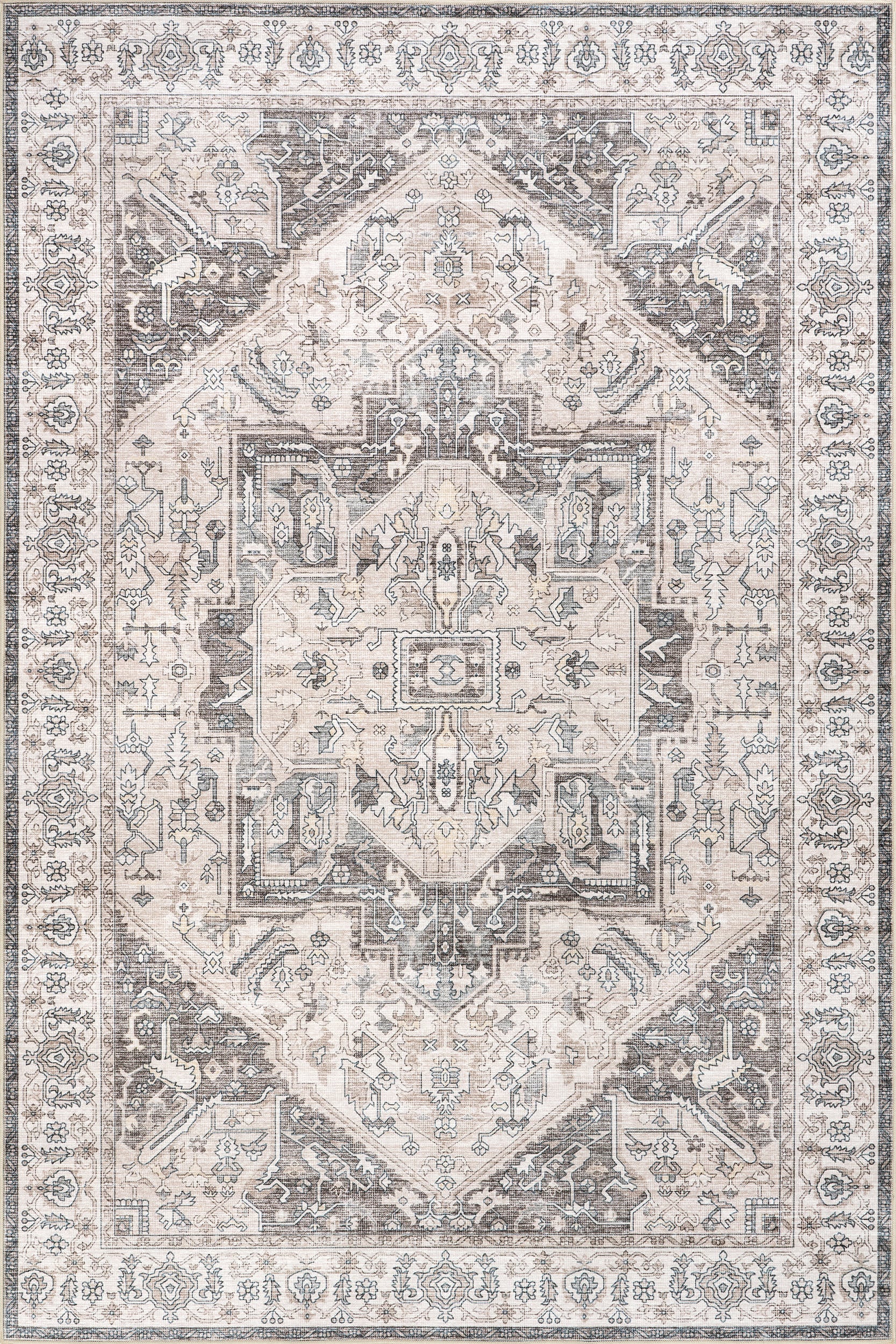 Atrium Medallion Washable Rug | Brown