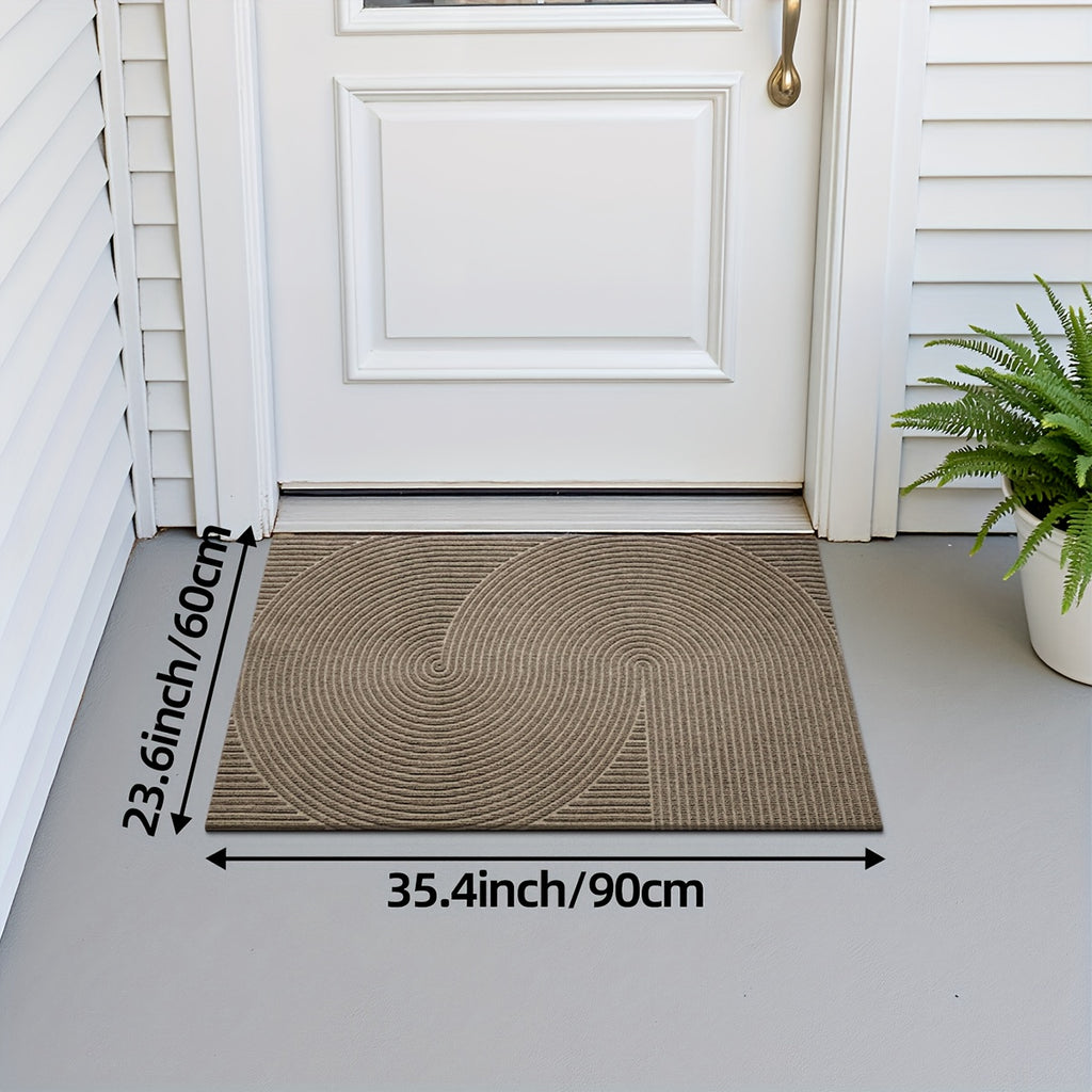 DAJIANG Geometric Stripe Non-Slip Mat - Durable Polyester 100., Hand Wash Only, Rectangular Entryway Mat for Home & Office, Christmas Decor & Gift, Beige & Brown Striped Design, Christmas Decor Mat | Modern Home Decor | Durable Mat, Christmas Decorations