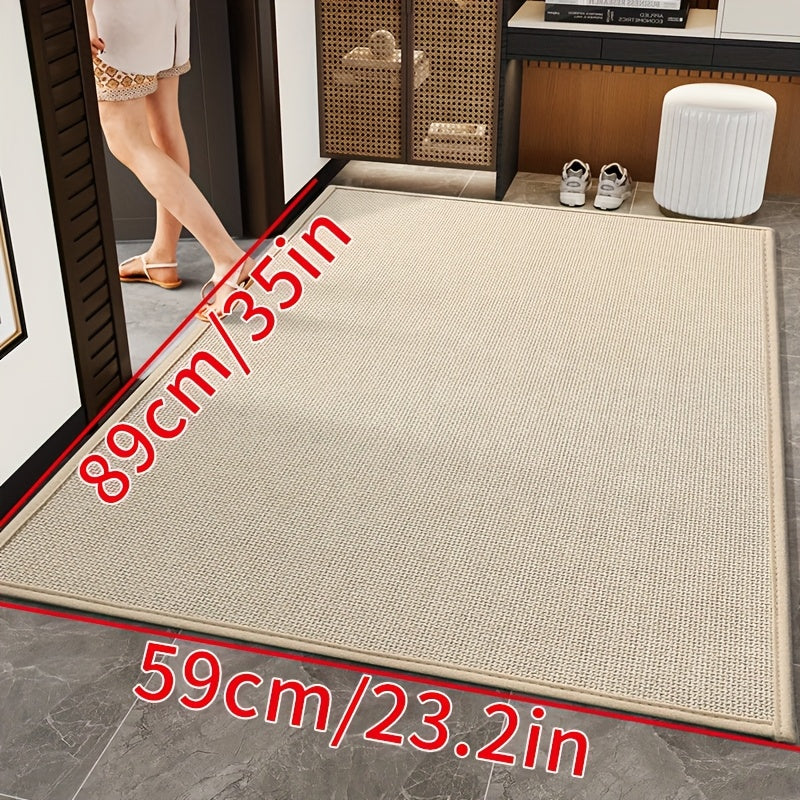 [Water-Absorbent Door Mat] Meize Style 1pc Rubber Braided Light Gray/Beige/Coffee Door Mat | Water-Absorbent And Non-Slip Solid Color Woven Texture Entrance Mat with Rubber Backing, Soft And Comfortable, Suitable for Doorways, Bedrooms, Kitchens,