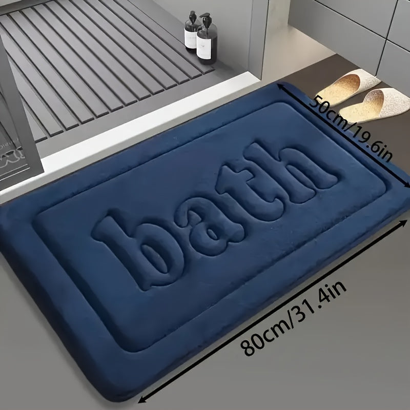1pc Soft Touch Memory Foam Bath Mat, Rectangular Polyester Carpet with PVC Rubber Bottom Lining, Non Slip, Stain Resistant, Absorbent, Foot Massage, Geometric-pattern, Low Pile, Machine Made, 1.2cm Thickness
