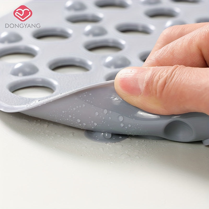 1pc Non-Slip Bathroom Mat - Quick Drain, Round Hole Design, Suction Cup, Massage Ring, Durable and Comfortable for Shower Room, Hotel Toilet, Bathtub