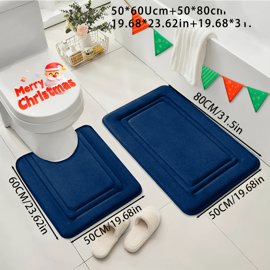Extra Soft Memory Foam Bathroom Rug Set, Non-Slip Bath Rug and Absorbent Bath Mat Rug for Bath/Shower, Bathroom Supplies, Bathtub Floor Mats, and More