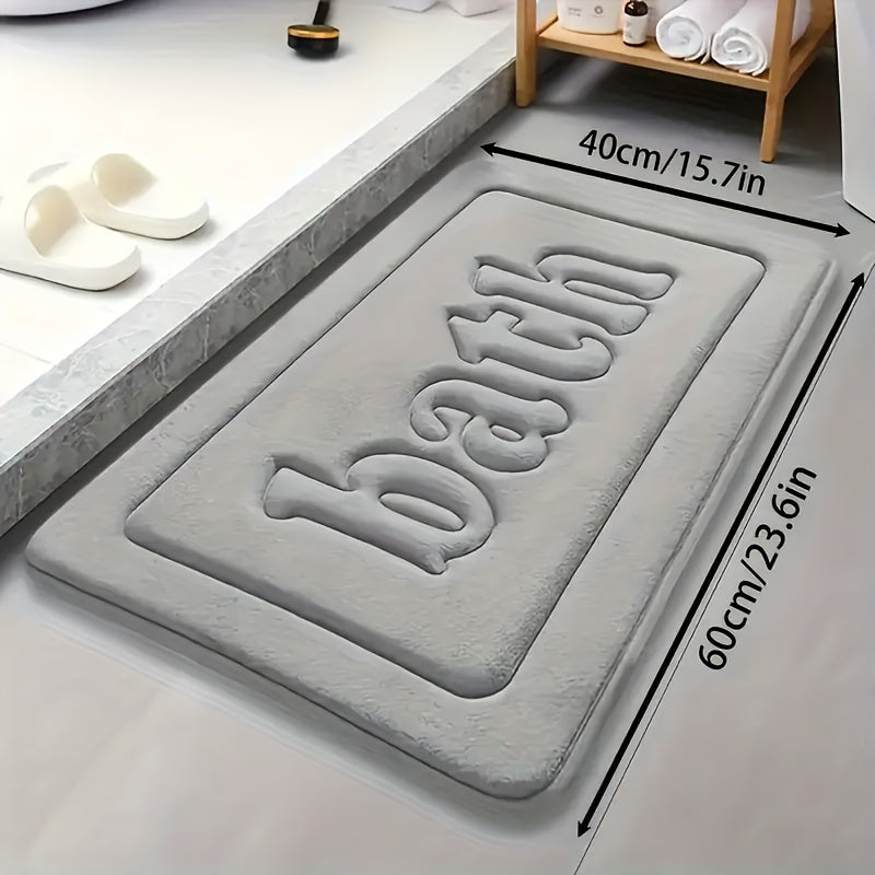 1pc Soft Touch Memory Foam Bath Mat, Rectangular Polyester Carpet with PVC Rubber Bottom Lining, Non Slip, Stain Resistant, Absorbent, Foot Massage, Geometric-pattern, Low Pile, Machine Made, 1.2cm Thickness