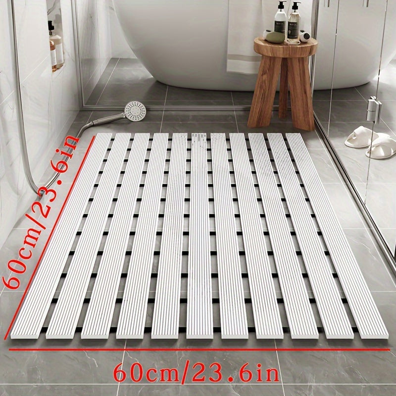 1pc of Dongyang brand Christmas PVC anti slip bathroom mat, bathroom mat with rubber backing and drainage holes, soft shower mat, suitable for bathtub, shower floor mat, bathroom mat, simple and stylish bathroom decoration mat, 16.9 * 23.6 inches, Best
