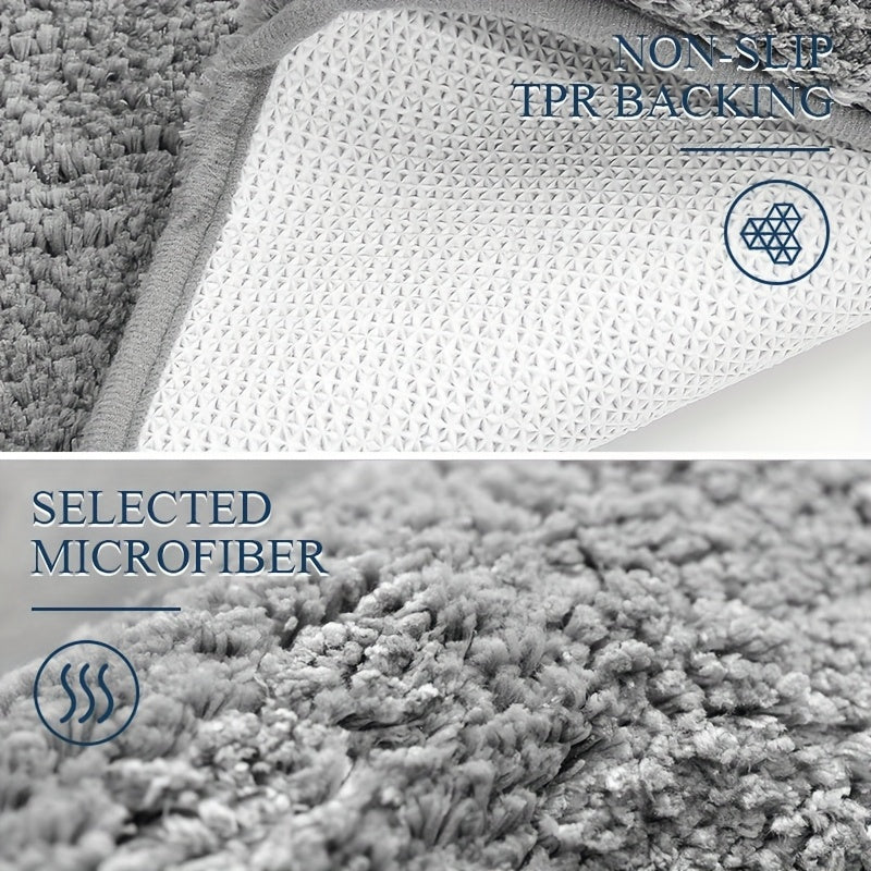 [1pc Ultra-Soft Toilet Mat] Ultra-Soft 1pc Plush Bathroom Toilet Mat | Non-Slip, Super Absorbent, Machine Washable, Solid Color with U-Shaped Contour for Enhanced Comfort and Support