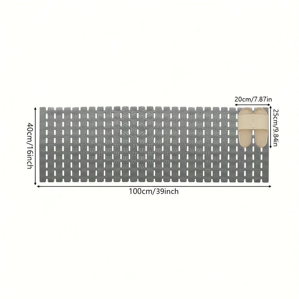 Non-Slip PVC Bathroom Mat - 16x39 Inches, Quick-Dry, Waterproof, Easy Drainage, Durable & Nonskid Floor Mat for Home Shower, Bathroom, Kitchen, and Entryway, Bathroom Floor Mat | Rectangular Floor Mat | PVC Construction, Bathroom Mat