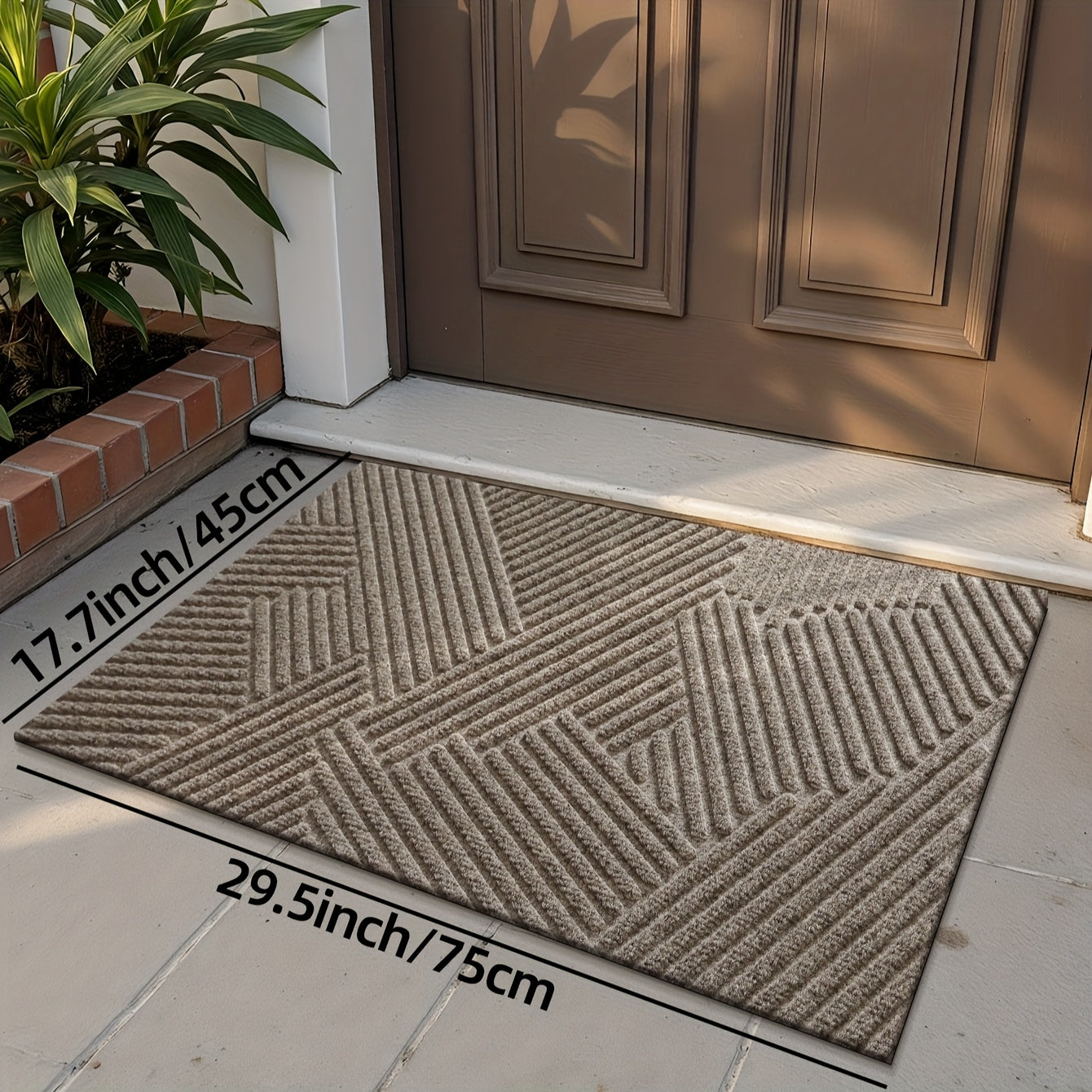 DAJIANG Geometric Stripe Non-Slip Mat - Durable Polyester 100., Hand Wash Only, Rectangular Entryway Mat for Home & Office, Christmas Decor & Gift, Beige & Brown Striped Design, Christmas Decor Mat | Modern Home Decor | Durable Mat, Christmas Decorations