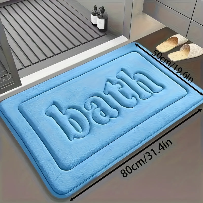 1pc Soft Touch Memory Foam Bath Mat, Rectangular Polyester Carpet with PVC Rubber Bottom Lining, Non Slip, Stain Resistant, Absorbent, Foot Massage, Geometric-pattern, Low Pile, Machine Made, 1.2cm Thickness