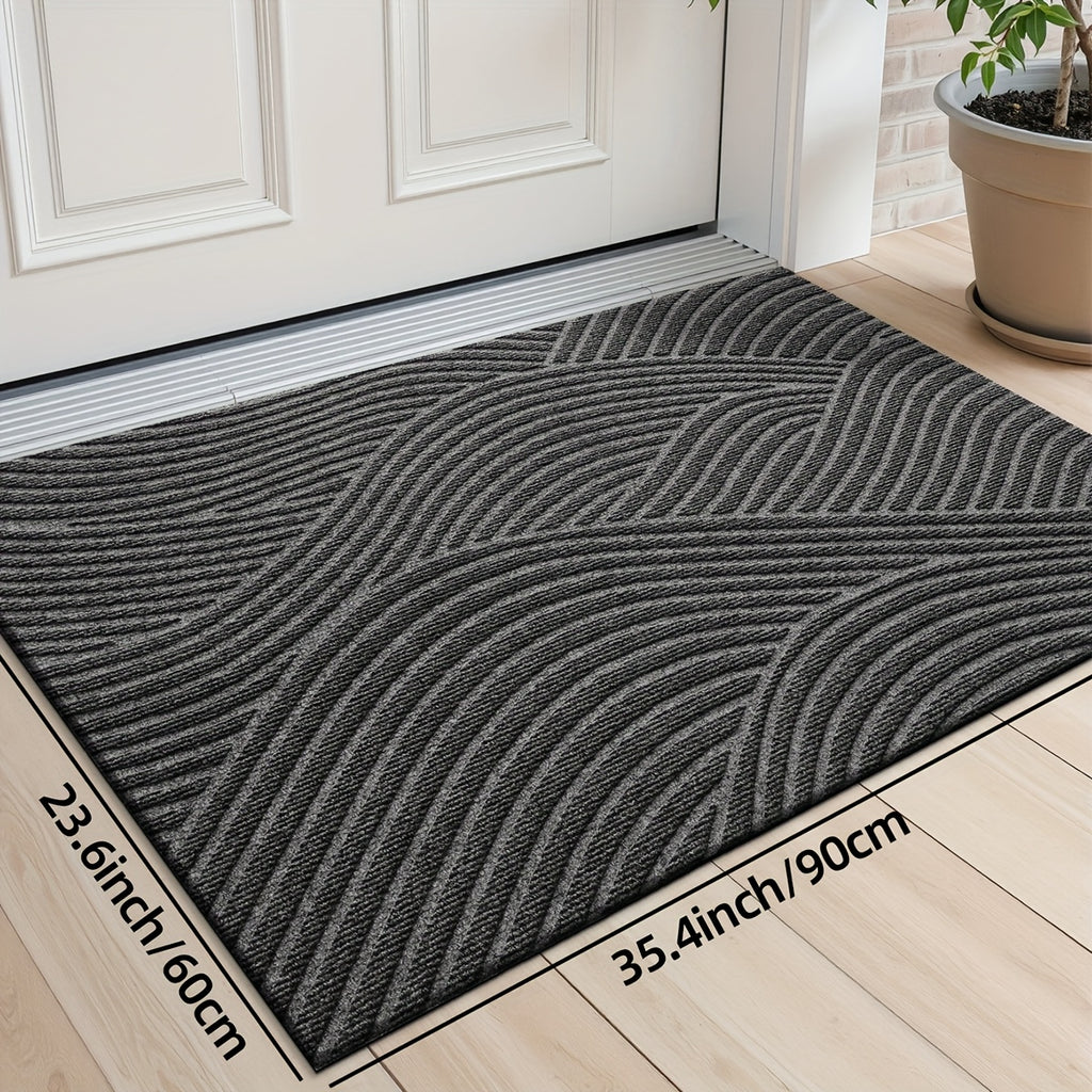 DAJIANG Geometric Stripe Non-Slip Mat - Durable Polyester 100., Hand Wash Only, Rectangular Entryway Mat for Home & Office, Christmas Decor & Gift, Beige & Brown Striped Design, Christmas Decor Mat | Modern Home Decor | Durable Mat, Christmas Decorations