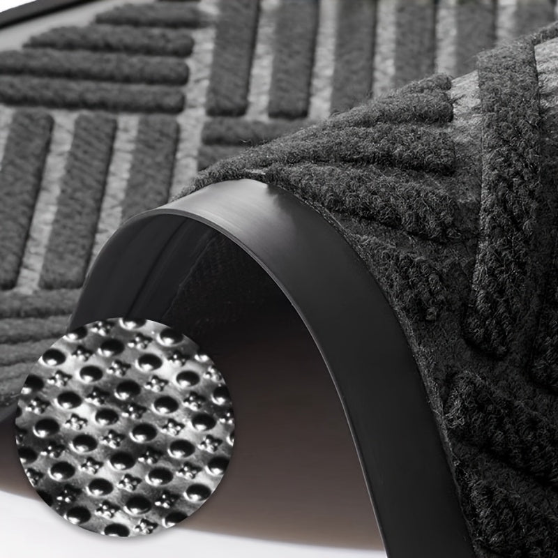 Durable Rubber Non-Slip Mat for Entryway - Thick,, Easy to Clean, Absorbent Doormat for Indoor/Outdoor Use, Modern Design in Black, Multiple Sizes Available, Porch Decoration | Sleek Home Accessory | Durable Construction, Floor Mats for Home