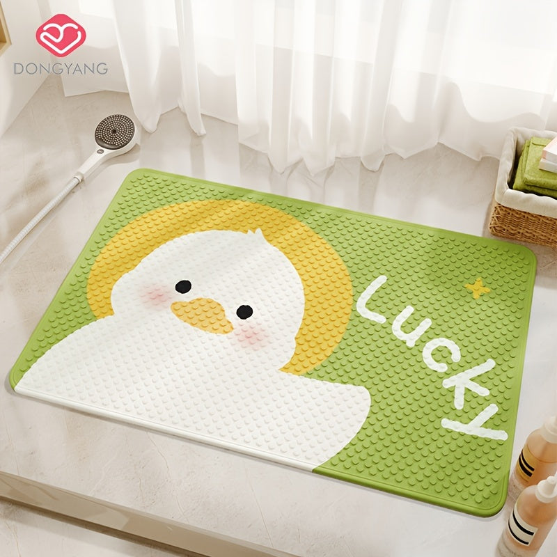 1pc of Dongyang brand cartoon pattern shower mat, Christmas decoration floor mat, bathroom non slip foot mat, easy to clean bath mat, bathtub mat with strong suction cup, quick draining, suitable for shower room, hotel restroom, bathroom, bathtub