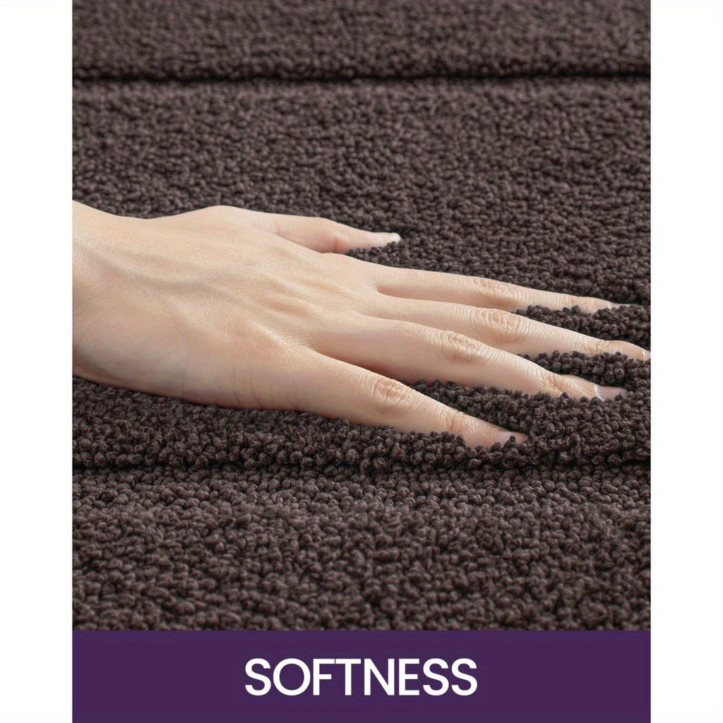 Bathroom Rug Mat, Ultra Absorbent Soft Bath Rug, Washable Non-Slip Bath Mat for Bathroom Floor, Tub, Shower Room, 24"x16", Brown