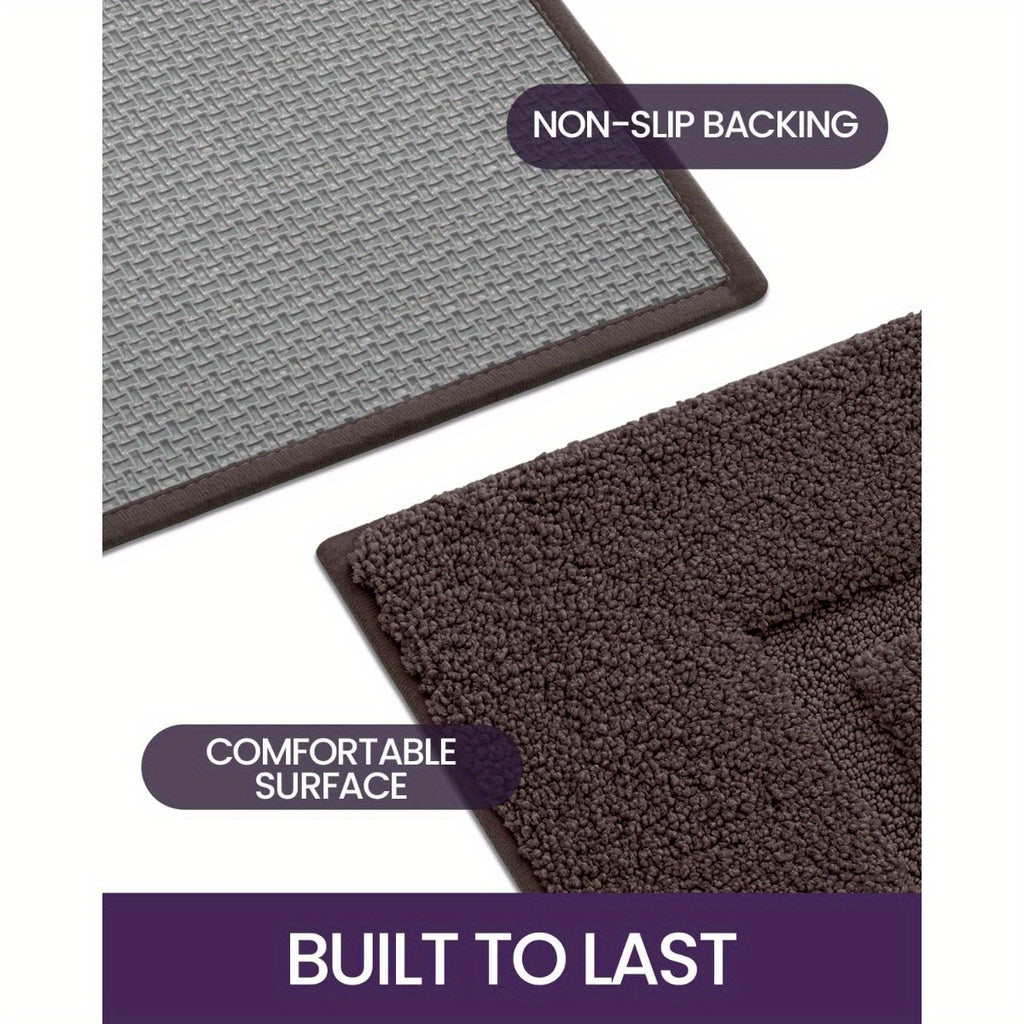 Bathroom Rug Mat, Ultra Absorbent Soft Bath Rug, Washable Non-Slip Bath Mat for Bathroom Floor, Tub, Shower Room, 24"x16", Brown
