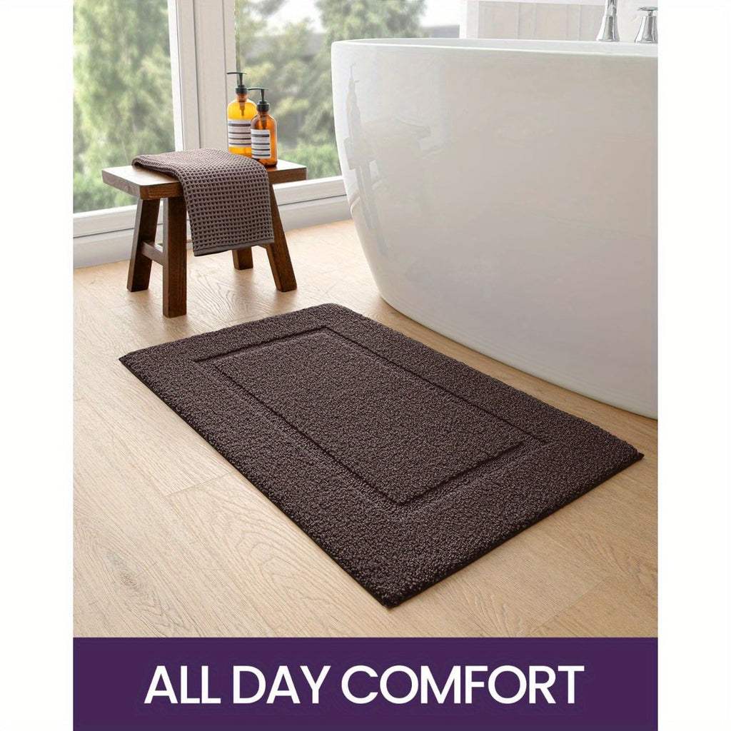 Bathroom Rug Mat, Ultra Absorbent Soft Bath Rug, Washable Non-Slip Bath Mat for Bathroom Floor, Tub, Shower Room, 24"x16", Brown