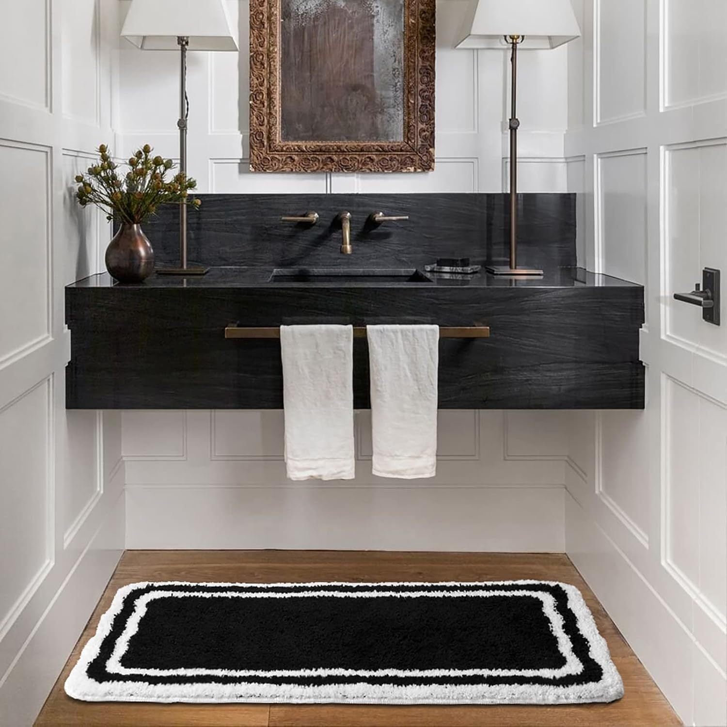 Outdoor Christmas Decorations Bathroom Rugs 2pcs, Rectangle Bath Mat Set Of 2, Machine Washable Quick Dry Bath Runner Pet Friendly Rug, Soft Shaggy Bath Carpet, Non Slip for Dogs,