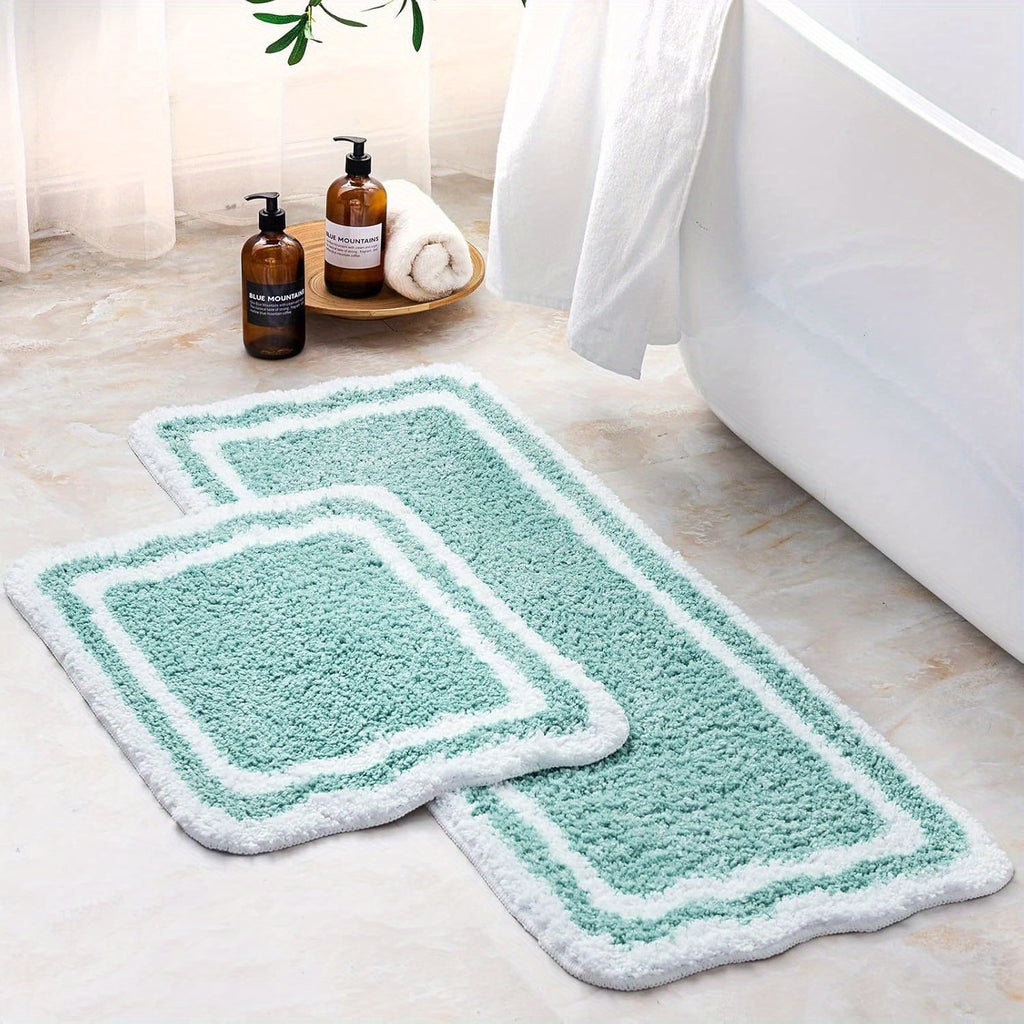Outdoor Christmas Decorations Bathroom Rugs 2pcs, Rectangle Bath Mat Set Of 2, Machine Washable Quick Dry Bath Runner Pet Friendly Rug, Soft Shaggy Bath Carpet, Non Slip for Dogs,