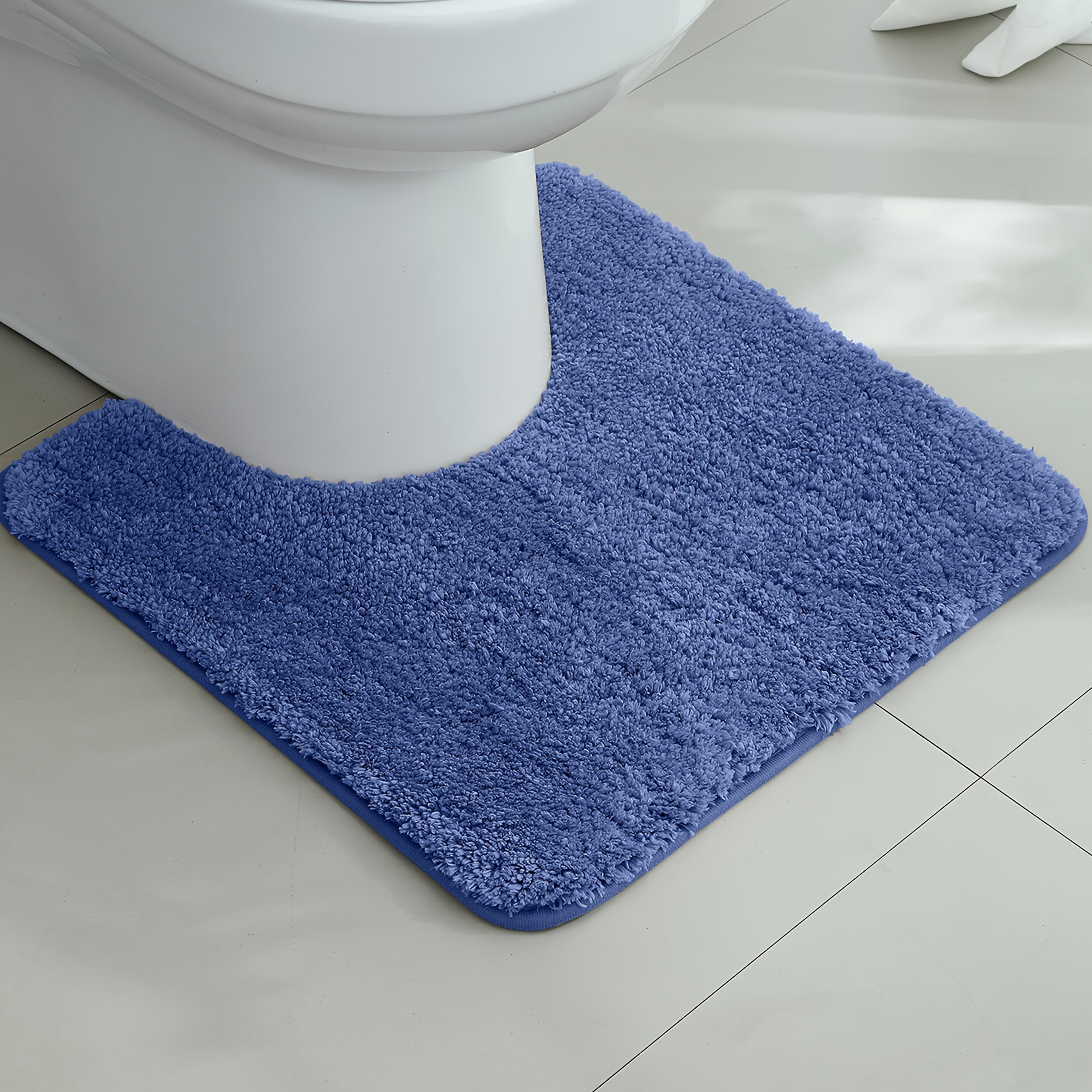 [1pc Ultra-Soft Toilet Mat] Ultra-Soft 1pc Plush Bathroom Toilet Mat | Non-Slip, Super Absorbent, Machine Washable, Solid Color with U-Shaped Contour for Enhanced Comfort and Support