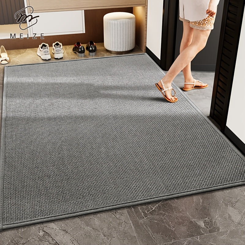 [Water-Absorbent Door Mat] Meize Style 1pc Rubber Braided Light Gray/Beige/Coffee Door Mat | Water-Absorbent And Non-Slip Solid Color Woven Texture Entrance Mat with Rubber Backing, Soft And Comfortable, Suitable for Doorways, Bedrooms, Kitchens,