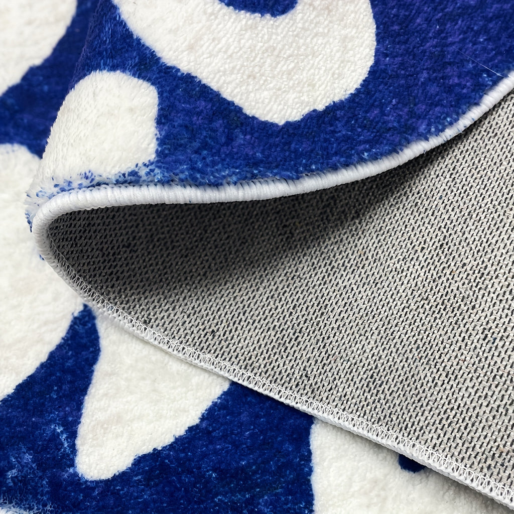 [Cartoon Carpet] 1pc Blue Cartoon Creative Caution Wet Floor Carpet | Soft and Comfortable Imitation Cashmere Material, TPR Non-slip Bottom Back | Suitable for Bathroom, Laundry Room, Kitchen, Washstand, Creative Door Mat and other Indoor Home Carpet