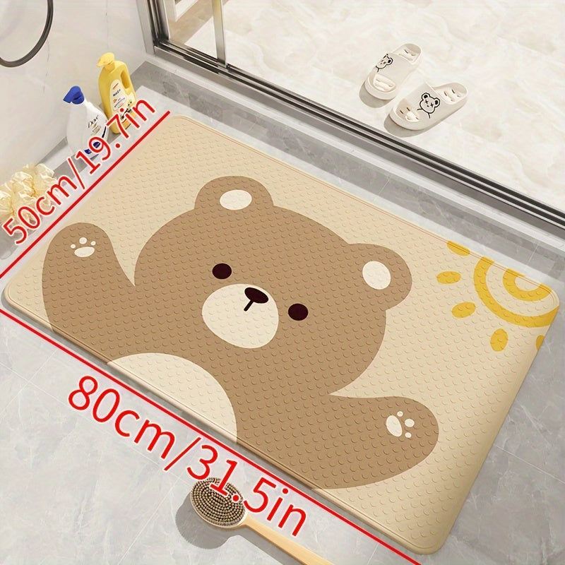 1pc of Dongyang brand cartoon pattern shower mat, Christmas decoration floor mat, bathroom non slip foot mat, easy to clean bath mat, bathtub mat with strong suction cup, quick draining, suitable for shower room, hotel restroom, bathroom, bathtub