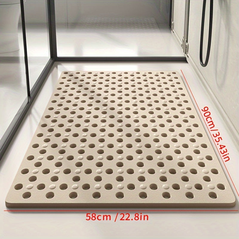 1pc Non-Slip Bathroom Mat - Quick Drain, Round Hole Design, Suction Cup, Massage Ring, Durable and Comfortable for Shower Room, Hotel Toilet, Bathtub