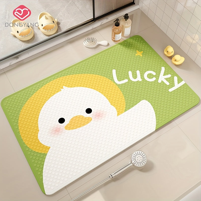 1pc of Dongyang brand cartoon pattern shower mat, Christmas decoration floor mat, bathroom non slip foot mat, easy to clean bath mat, bathtub mat with strong suction cup, quick draining, suitable for shower room, hotel restroom, bathroom, bathtub