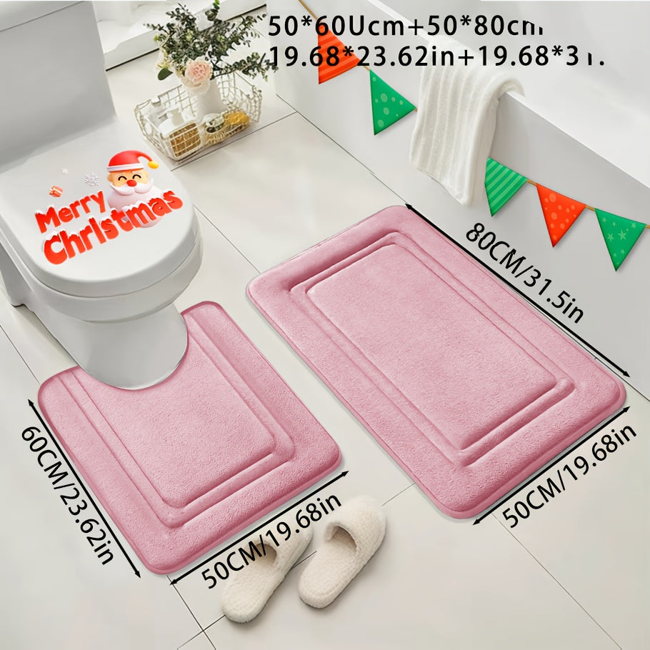 Extra Soft Memory Foam Bathroom Rug Set, Non-Slip Bath Rug and Absorbent Bath Mat Rug for Bath/Shower, Bathroom Supplies, Bathtub Floor Mats, and More
