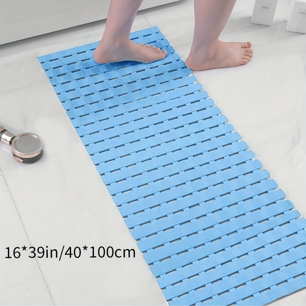 Non-Slip PVC Bathroom Mat - 16x39 Inches, Quick-Dry, Waterproof, Easy Drainage, Durable & Nonskid Floor Mat for Home Shower, Bathroom, Kitchen, and Entryway, Bathroom Floor Mat | Rectangular Floor Mat | PVC Construction, Bathroom Mat