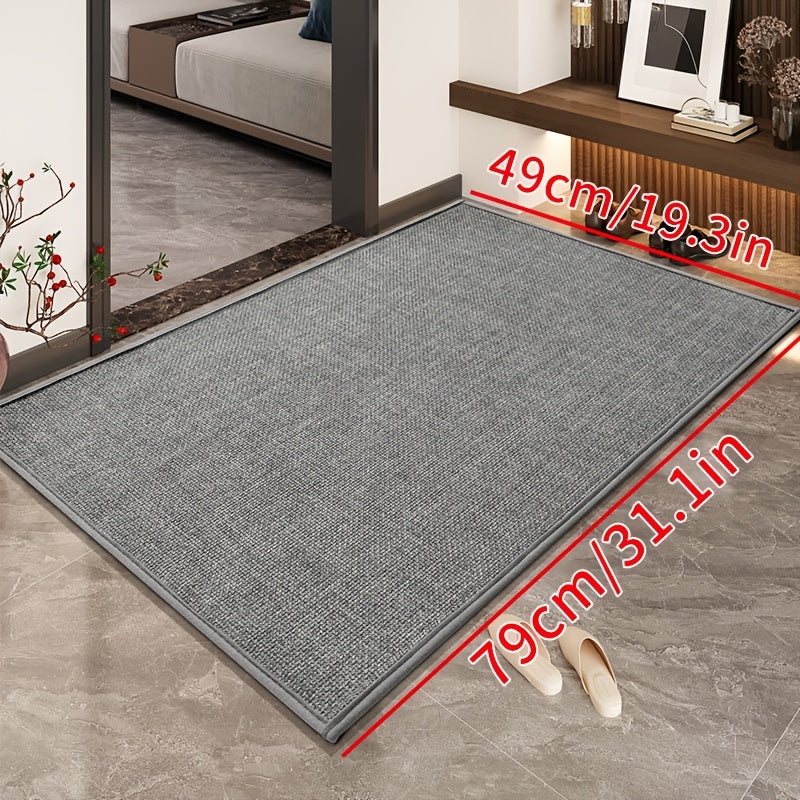 [Water-Absorbent Door Mat] Meize Style 1pc Rubber Braided Light Gray/Beige/Coffee Door Mat | Water-Absorbent And Non-Slip Solid Color Woven Texture Entrance Mat with Rubber Backing, Soft And Comfortable, Suitable for Doorways, Bedrooms, Kitchens,