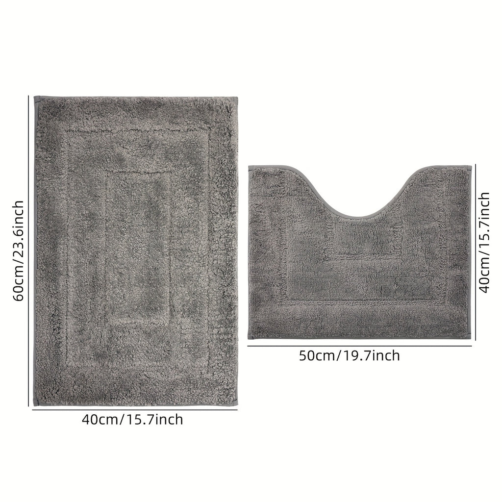 2pcs of ultra-soft, non-slip bathroom carpet 1 super absorbent, machine washable, durable home decoration floor mat (suitable for bathroom, bathroom, bedroom, living room entrance) U-shaped toilet mat entrance door mat