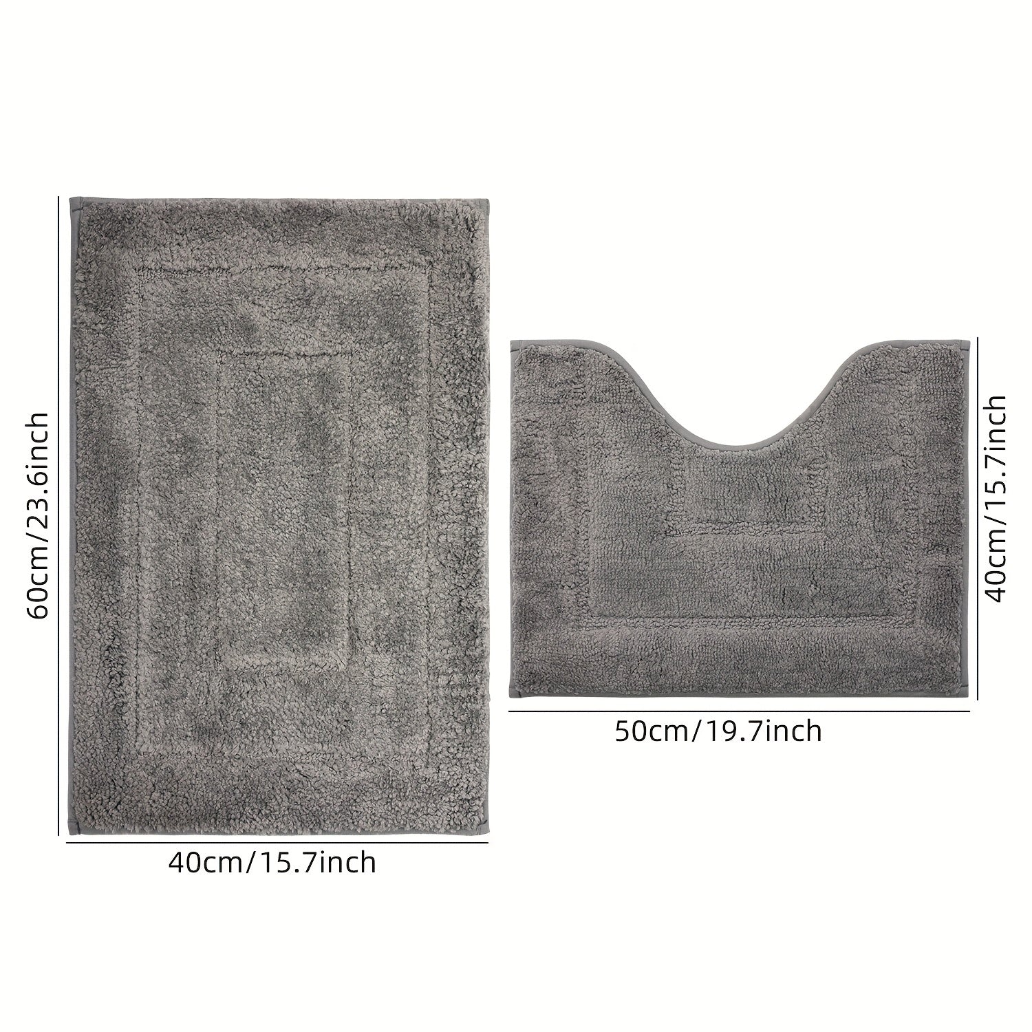 2pcs of ultra-soft, non-slip bathroom carpet 1 super absorbent, machine washable, durable home decoration floor mat (suitable for bathroom, bathroom, bedroom, living room entrance) U-shaped toilet mat entrance door mat