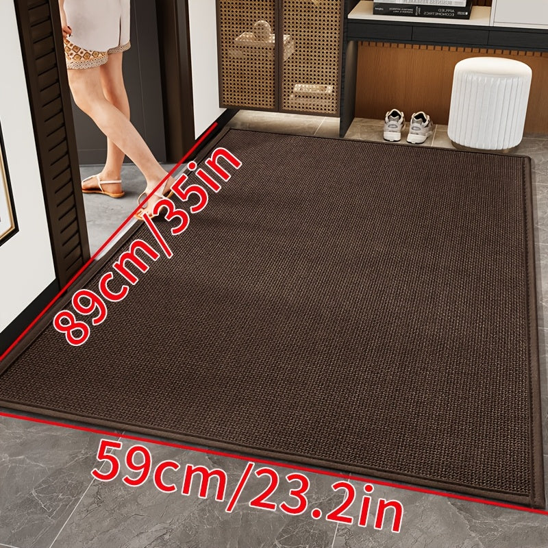 [Water-Absorbent Door Mat] Meize Style 1pc Rubber Braided Light Gray/Beige/Coffee Door Mat | Water-Absorbent And Non-Slip Solid Color Woven Texture Entrance Mat with Rubber Backing, Soft And Comfortable, Suitable for Doorways, Bedrooms, Kitchens,