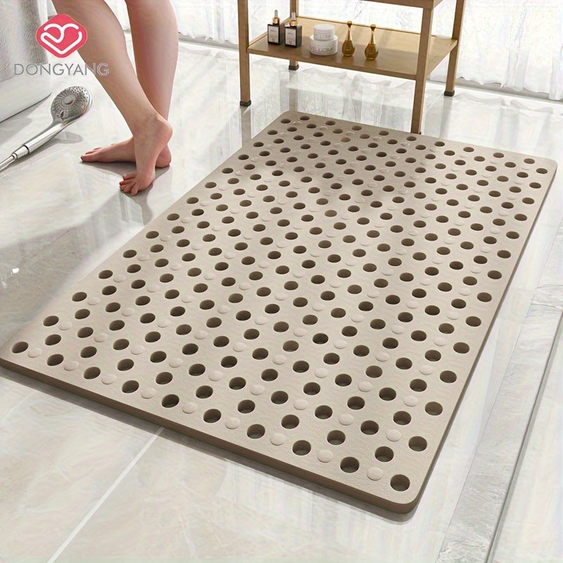 1pc Non-Slip Bathroom Mat - Quick Drain, Round Hole Design, Suction Cup, Massage Ring, Durable and Comfortable for Shower Room, Hotel Toilet, Bathtub