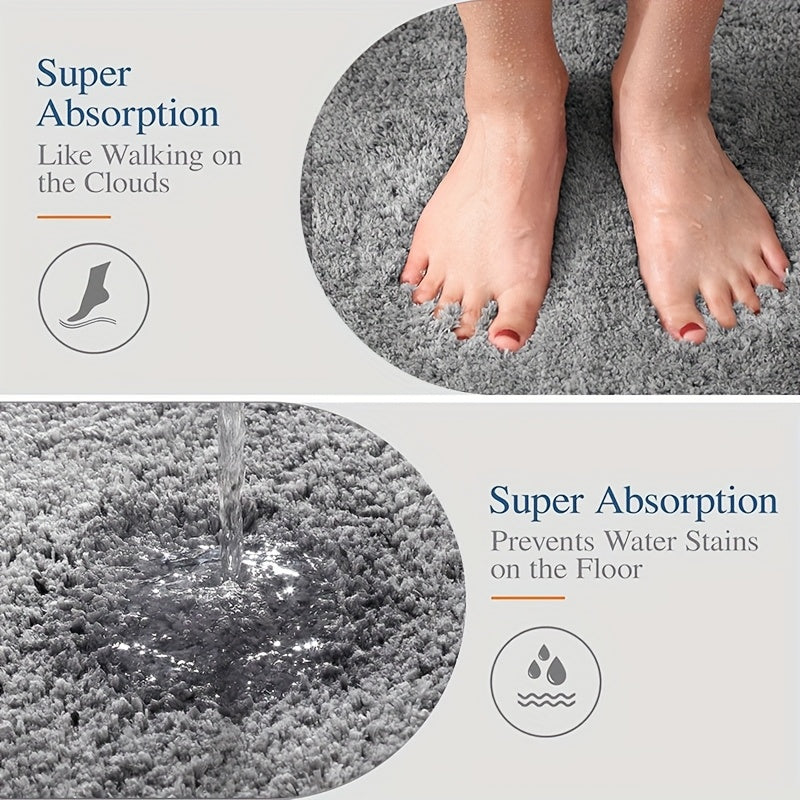 [1pc Ultra-Soft Toilet Mat] Ultra-Soft 1pc Plush Bathroom Toilet Mat | Non-Slip, Super Absorbent, Machine Washable, Solid Color with U-Shaped Contour for Enhanced Comfort and Support