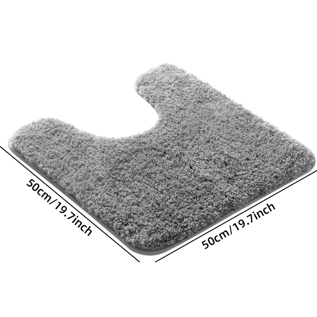 [1pc Ultra-Soft Toilet Mat] Ultra-Soft 1pc Plush Bathroom Toilet Mat | Non-Slip, Super Absorbent, Machine Washable, Solid Color with U-Shaped Contour for Enhanced Comfort and Support