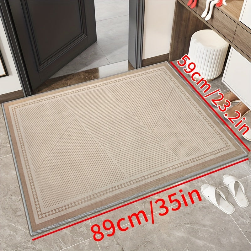 1 Meize brand simple solid color line welcome floor mat, water absorbing and anti slip door mat, soundproof and cooling foot mat, soft and delicate, suitable for doorways, corridors, entrances, bedrooms, kitchens, laundry rooms
