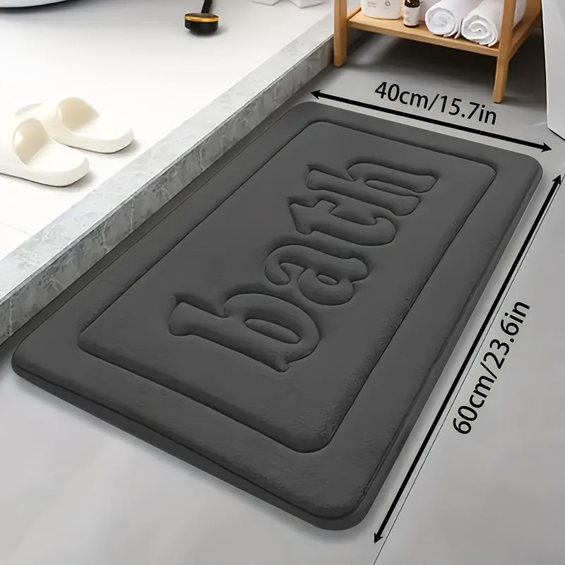 1pc Soft Touch Memory Foam Bath Mat, Rectangular Polyester Carpet with PVC Rubber Bottom Lining, Non Slip, Stain Resistant, Absorbent, Foot Massage, Geometric-pattern, Low Pile, Machine Made, 1.2cm Thickness