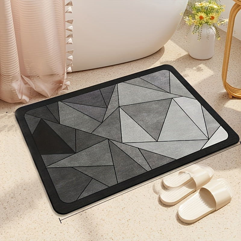 [Quick-Dry Bath Mat] 1pc Quick-Dry Diatomaceous Earth 3D Ultra-Absorbent Soft Polyester Bath Mat | Ideal for Bathroom, Shower, Tub, Outdoor Door Mat, Home and Autumn Decor