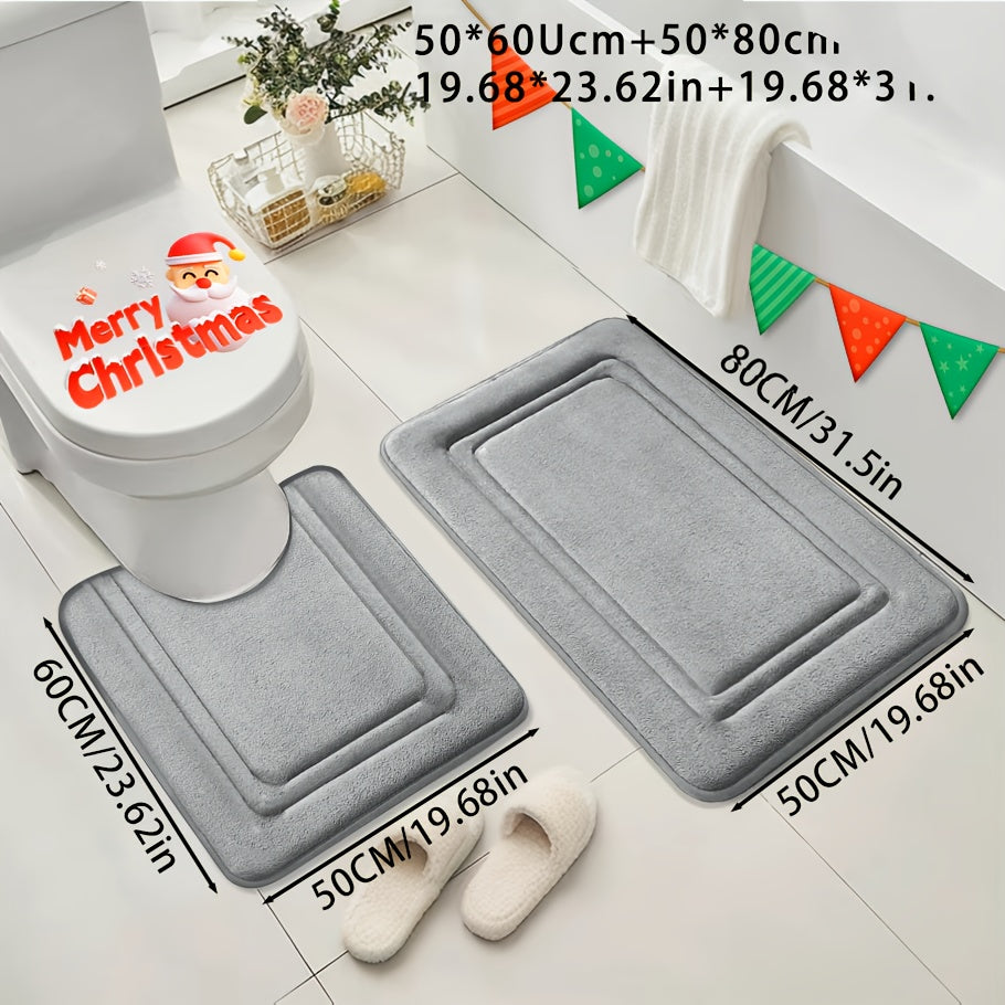 Extra Soft Memory Foam Bathroom Rug Set, Non-Slip Bath Rug and Absorbent Bath Mat Rug for Bath/Shower, Bathroom Supplies, Bathtub Floor Mats, and More