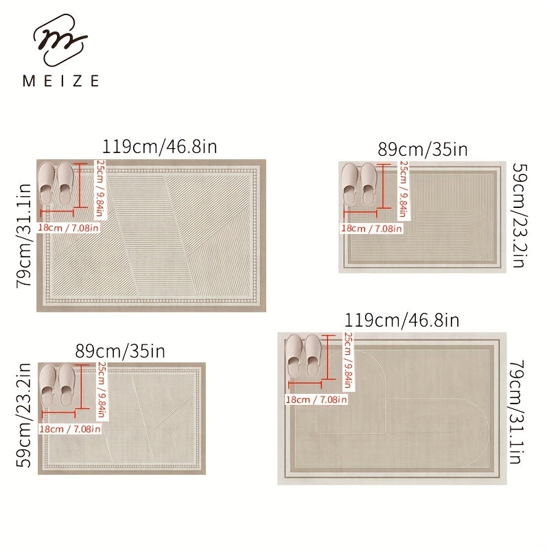 1 Meize brand simple solid color line welcome floor mat, water absorbing and anti slip door mat, soundproof and cooling foot mat, soft and delicate, suitable for doorways, corridors, entrances, bedrooms, kitchens, laundry rooms