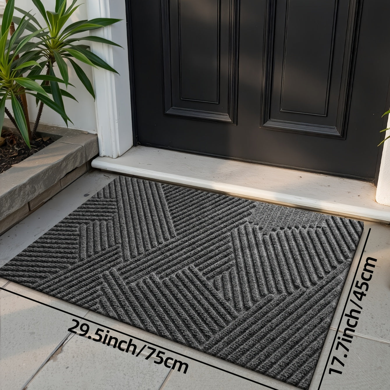 DAJIANG Geometric Stripe Non-Slip Mat - Durable Polyester 100., Hand Wash Only, Rectangular Entryway Mat for Home & Office, Christmas Decor & Gift, Beige & Brown Striped Design, Christmas Decor Mat | Modern Home Decor | Durable Mat, Christmas Decorations