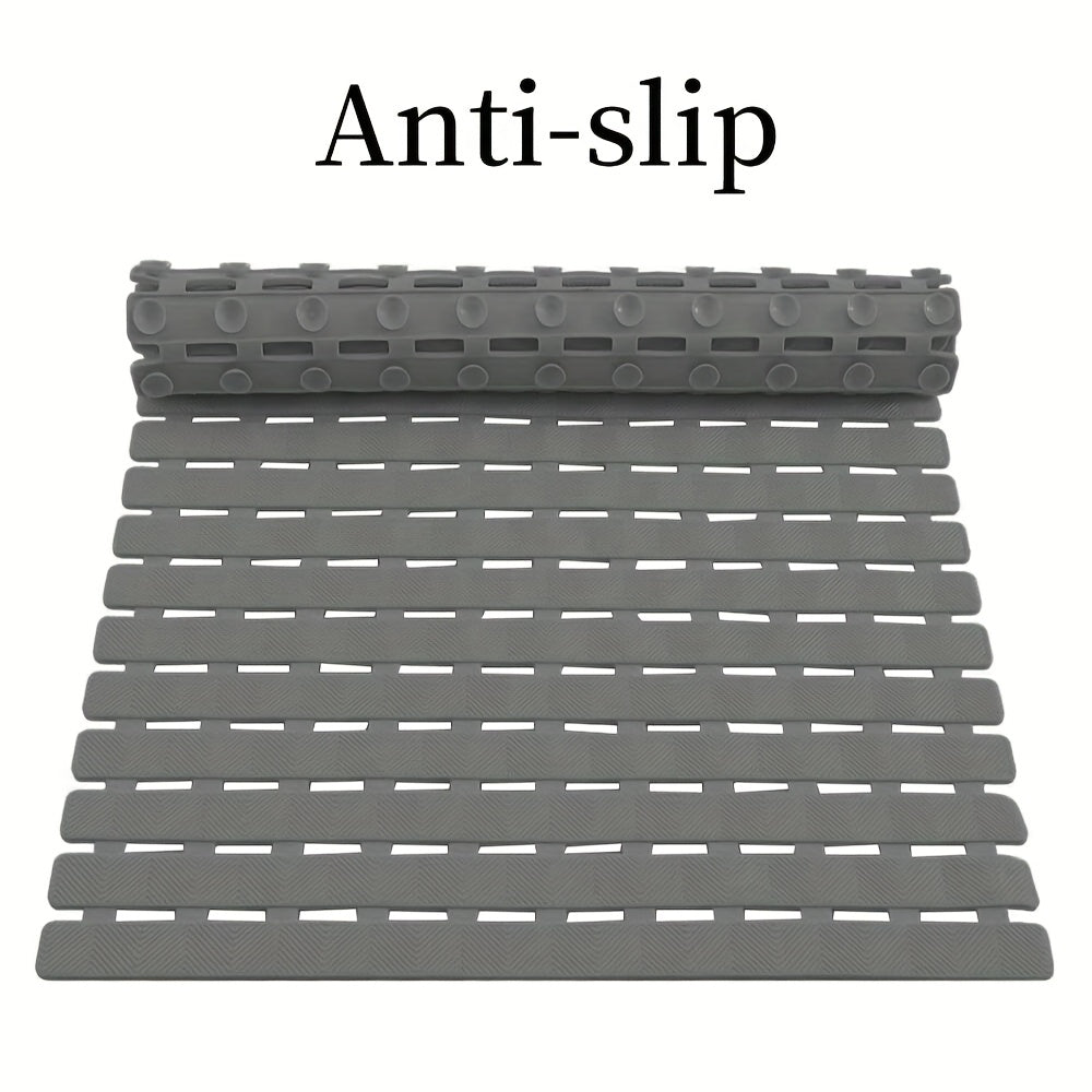 Non-Slip PVC Bathroom Mat - 16x39 Inches, Quick-Dry, Waterproof, Easy Drainage, Durable & Nonskid Floor Mat for Home Shower, Bathroom, Kitchen, and Entryway, Bathroom Floor Mat | Rectangular Floor Mat | PVC Construction, Bathroom Mat
