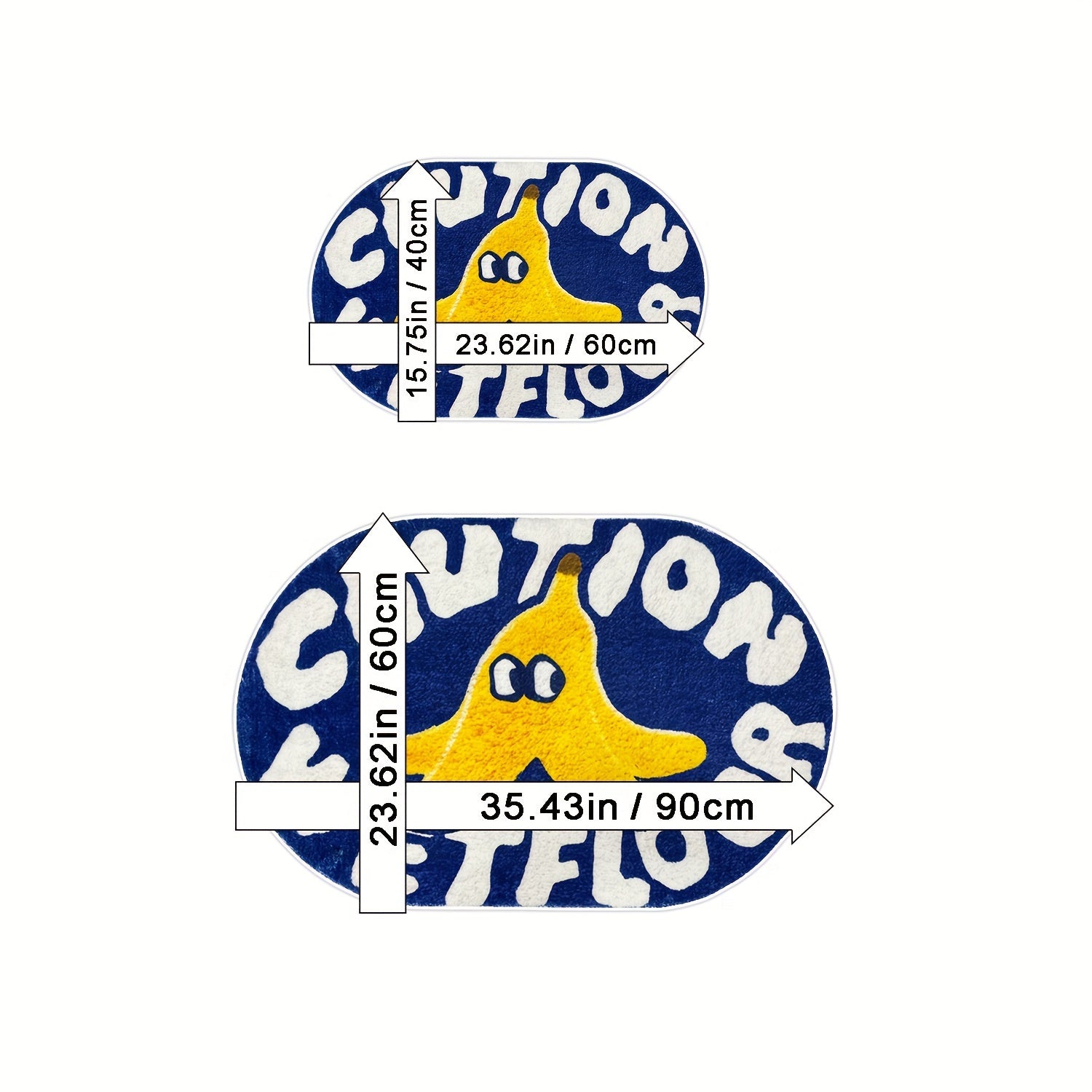 [Cartoon Carpet] 1pc Blue Cartoon Creative Caution Wet Floor Carpet | Soft and Comfortable Imitation Cashmere Material, TPR Non-slip Bottom Back | Suitable for Bathroom, Laundry Room, Kitchen, Washstand, Creative Door Mat and other Indoor Home Carpet