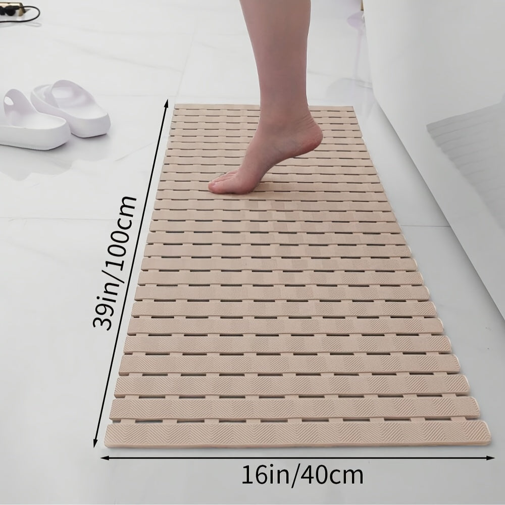 Non-Slip PVC Bathroom Mat - 16x39 Inches, Quick-Dry, Waterproof, Easy Drainage, Durable & Nonskid Floor Mat for Home Shower, Bathroom, Kitchen, and Entryway, Bathroom Floor Mat | Rectangular Floor Mat | PVC Construction, Bathroom Mat