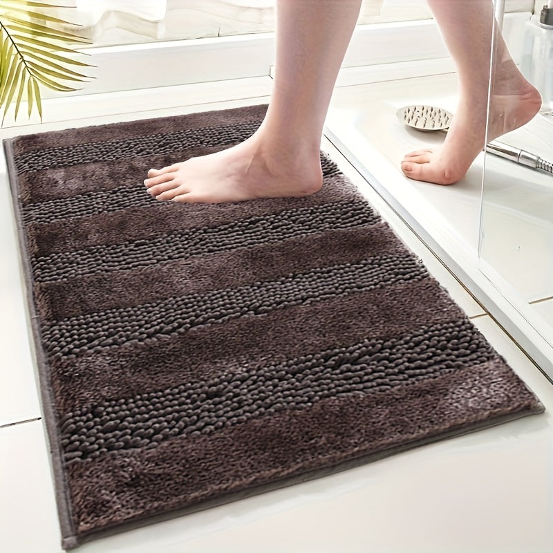 [Super Soft Bath Mat] Super Soft & Absorbent Chenille Bathroom Mat | Non-Slip, Easy To Clean - Ideal For Bathroom, Bedroom, Doorway, Kitchen, And Floor - 1pc