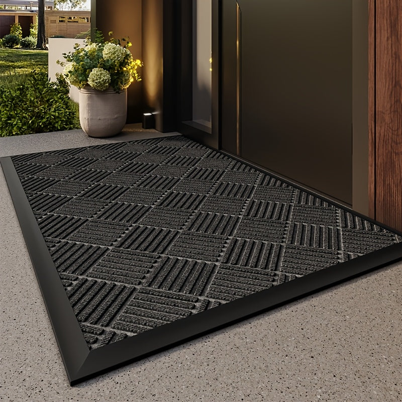 Durable Rubber Non-Slip Mat for Entryway - Thick,, Easy to Clean, Absorbent Doormat for Indoor/Outdoor Use, Modern Design in Black, Multiple Sizes Available, Porch Decoration | Sleek Home Accessory | Durable Construction, Floor Mats for Home
