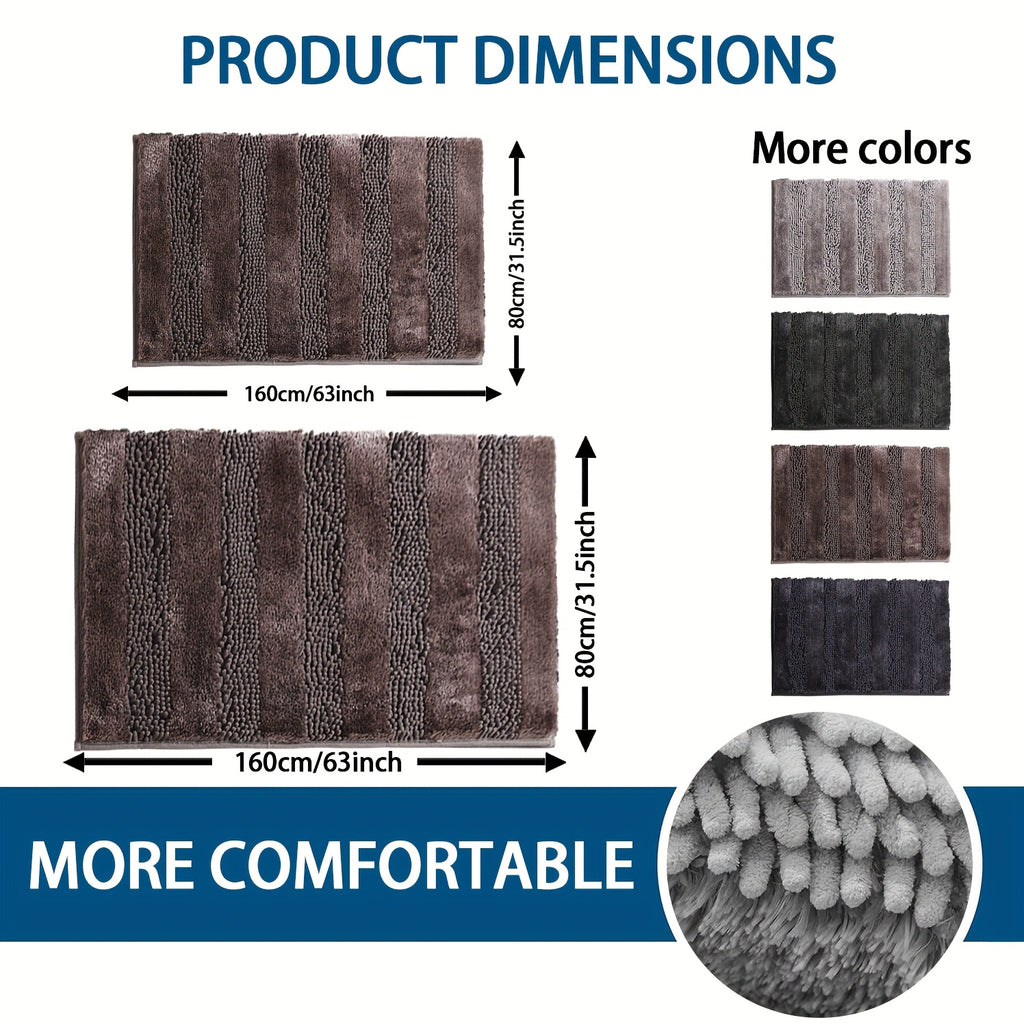 [Super Soft Bath Mat] Super Soft & Absorbent Chenille Bathroom Mat | Non-Slip, Easy To Clean - Ideal For Bathroom, Bedroom, Doorway, Kitchen, And Floor - 1pc